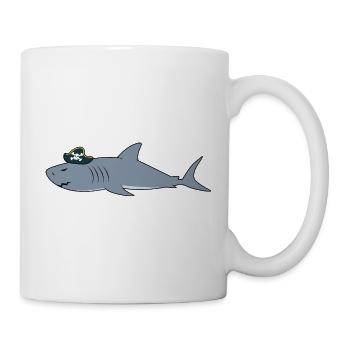 Pirate Shark Funny Skull Crossbones Ocean Sea Gift - Mug - white - Right