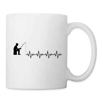 Angelhaken Fischen Fischer Angler EKG Herzschlag - Tasse - Weiß - Rechts