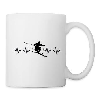 Skieur Skieur Ski ECG Battement de cœur - Mug blanc - blanc - Droite
