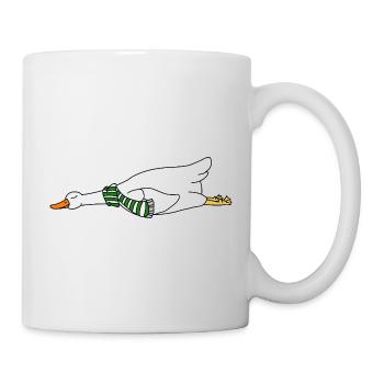 Funny Flying Duck Goose Scarf Cozy Winter Holiday - Mug - white - Right