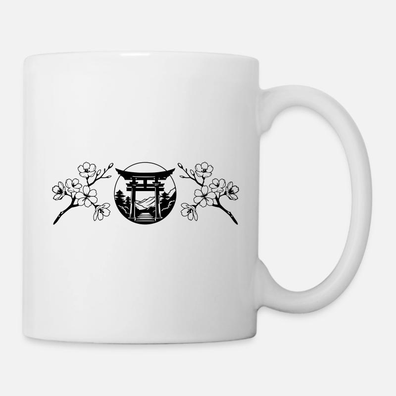 Jardin du Japon et fleur de sakura - Mug blanc - blanc