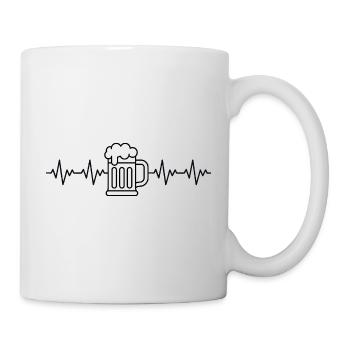 Bier Party Apres Ski JGA EKG Herzschlag - Tasse - Weiß - Rechts