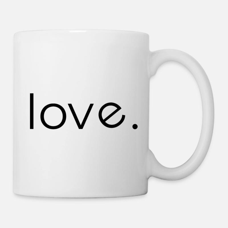 Minimal Black – Clean Statement T-Shirt - Love - Tasse - Weiß