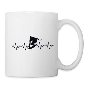 Surfer Surfen EKG Herzschlag - Tasse - Weiß - Rechts