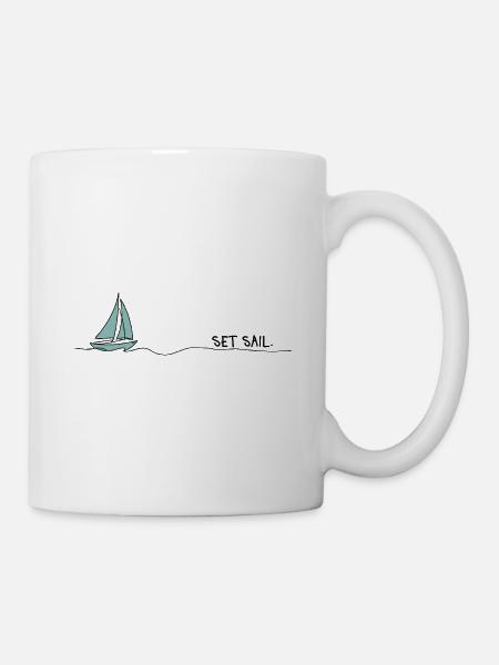 Segelboot Silhouette im Nautik-Look - Tasse - Weiß