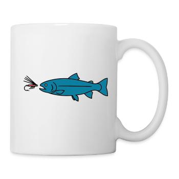 Vecteur de morsure de la truite à la mouche - Mug blanc - blanc - Droite