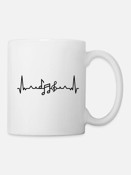 Herzschlag Musik Musiker Notenschlüssel - Tasse - Weiß