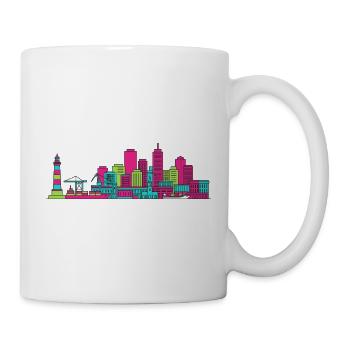 Art moderne en ligne du phare Skyline de Genoa City - Mug blanc - blanc - Droite