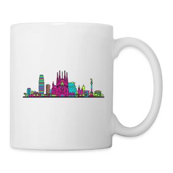 Barcelona City Skyline Sagrada Familia Linienzeichnung - Tasse - Weiß - Rechts