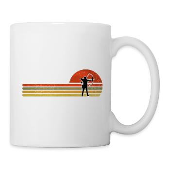 Silhouette rétro de Sunset Archer - Mug blanc - blanc - Droite
