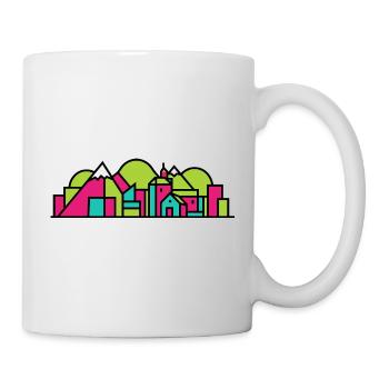 Dornbirn City Skyline Red House Moderne Linienkunst - Tasse - Weiß - Rechts