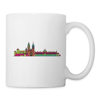 Skyline der Stadt Krakau, Schloss Wawel, Moderne Kunst - Tasse - Weiß - Rechts