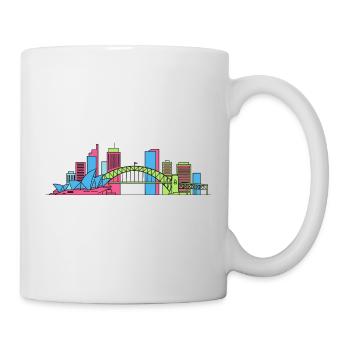 Sydney City Skyline Opera House Bridge Line Kunst - Tasse - Weiß - Rechts