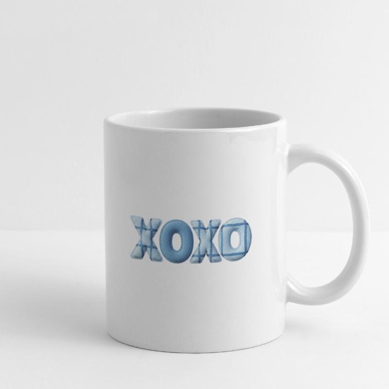 Look patchwork XOXO avec look tissu Mug blanc