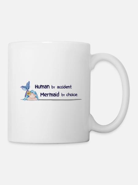 Mermaid by Choice – Magischer Aquarell Spruch - Tasse - Weiß