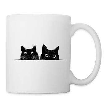 Deux chats noirs qui espionnent - Mug blanc - blanc - Droite