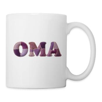 OMA Patchwork Stoff Design Geschenkidee - Tasse - Weiß - Rechts