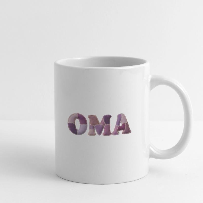 OMA Patchwork Stoff Design Geschenkidee Tasse