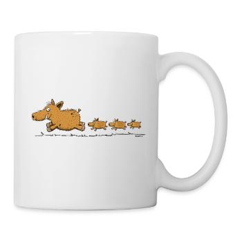 Wildschwein Mit Frischlingen Waltier Forst Jäger - Tasse - Weiß - Rechts