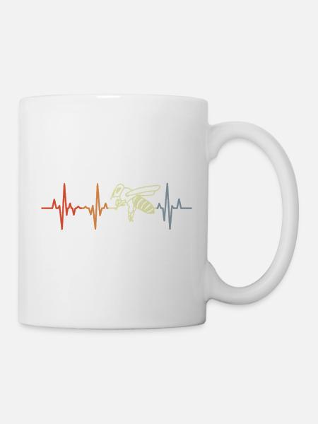 Vintage Biene Herzschlag - Tasse - Weiß