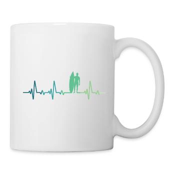 Surfing heartbeat surfer gift - Mug - white - Right