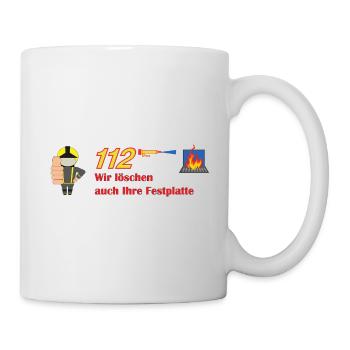 Wir löschen auch ihre Festplatte - Feuerwehr - Tasse - Weiß - Rechts