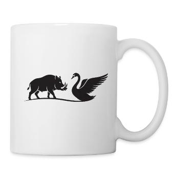 Wild Boar and Swan Black Silhouettes - Mug - white - Right