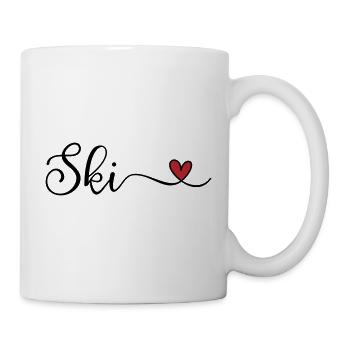 Ski with heart - Mug - white - Right
