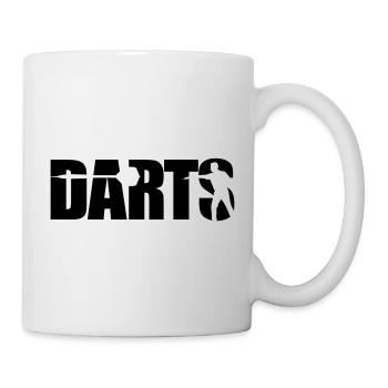 Darts Typografie mit Silhouette Profi Dartspieler - Tasse - Weiß - Rechts