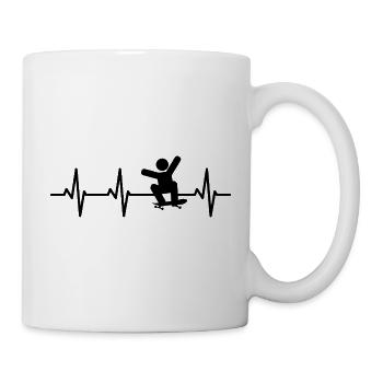 Ligne de bonhomme bâton Skateboarder - Mug blanc - blanc - Droite