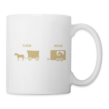Lustiges Pferd Kutsche Parodie Historisches Design - Tasse - Weiß - Rechts