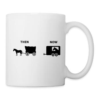 Lustiges Pferd Kutsche Parodie Historisches Design - Tasse - Weiß - Rechts