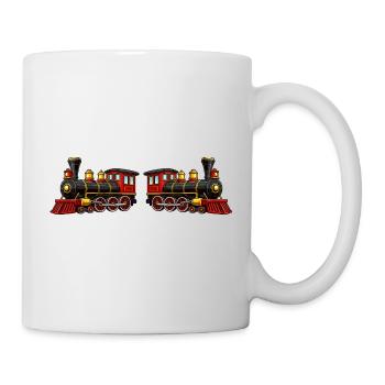 Roter Dampflok Retro Stil - Tasse - Weiß - Rechts