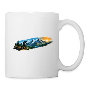 Motif of a mountain biker in the mountains - Mug - white - Right