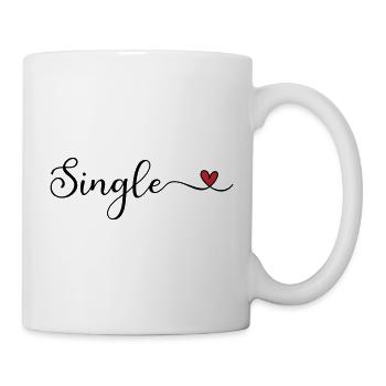 Single handgeschriebener Schriftzug mit Herz - Tasse - Weiß - Rechts
