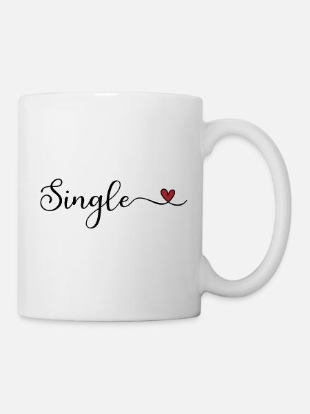 Single handgeschriebener Schriftzug mit Herz - Tasse - Weiß