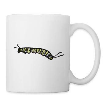 Gestreifte gelbe Raupe - Tasse - Weiß - Rechts