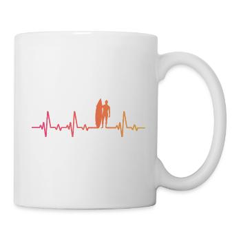 Surf Sunset Heartbeat Surfer Geschenk - Tasse - Weiß - Rechts