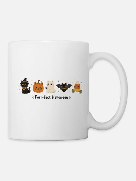 Purrfect Halloween Katzen - Tasse - Weiß