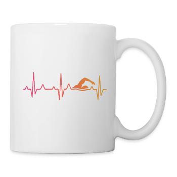 Schwimmen, schwimmen, Sonnenuntergang, Herzschlag - Tasse - Weiß - Rechts
