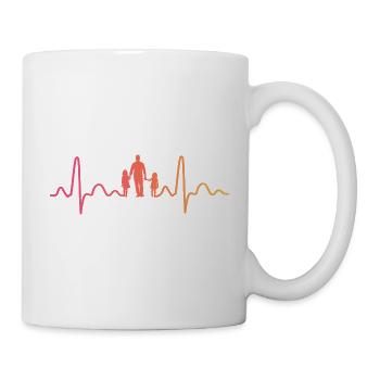 Vater mit zwei Töchtern Sonnenuntergangsherzschlag - Tasse - Weiß - Rechts