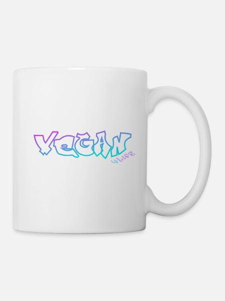 vegan4life cyan-lila - Tasse - Weiß
