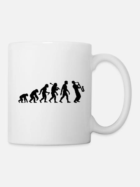 Saxophonist Evolution Jazz Musiker Mit Saxophon - Tasse - Weiß