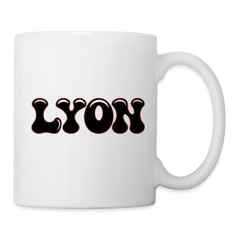 Lyon Retro Groovy Letterpress Bubbles Schwarz & Rot - Tasse - Weiß - Rechts