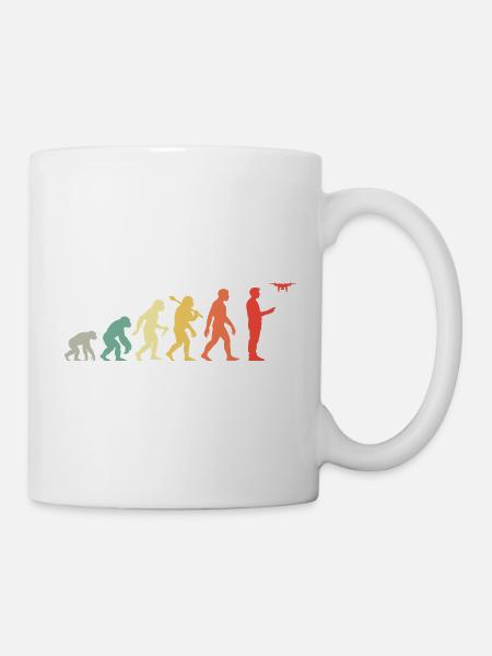 Retro Drohne Evolution Für Drone Piloten - Tasse - Weiß
