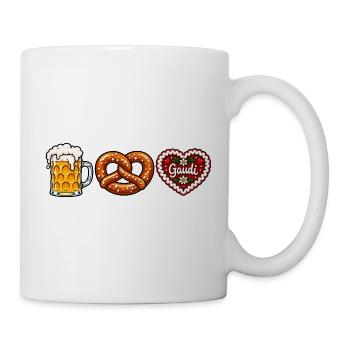 Bier Brezel & Lebkuchenherz –  Volksfest Motiv - Tasse - Weiß - Rechts