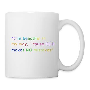 I`m beautiful `cause GOD makes NO mistakes - Tasse - Weiß - Rechts