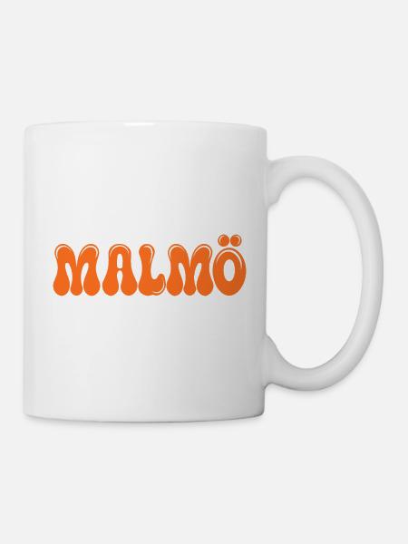 Malmö Neon Orange Retro - Tasse - Weiß