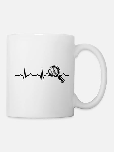  Herzschlag Münzsammeln Numismatiker Numismatik - Tasse - Weiß