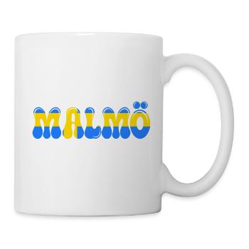 Malmö Blau-Gelb, Typo-Stadt, Schweden, - Tasse - Weiß - Rechts